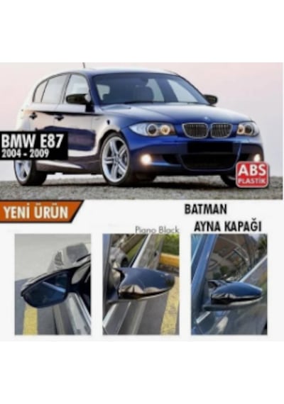 E87 Batman Yarasa Ayna Kapağı Piano Black Abs / 2004-2011