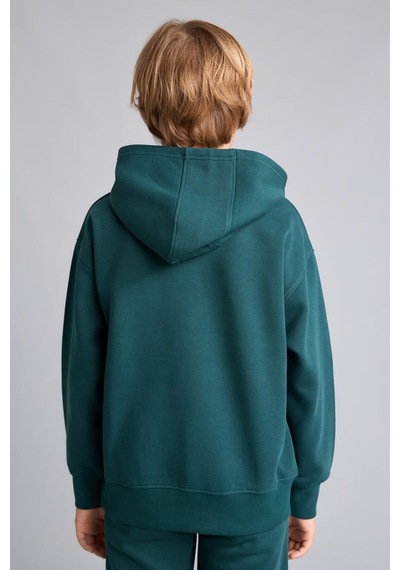 Defacto Regular Fit Kapüşonlu Baskılı Kanguru Cepli Kalın Kumaş Sweatshirt Erkek Çocuk H9682a826wngn1040 Yeşil-gn1040