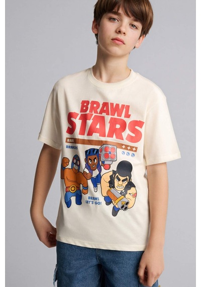 Defacto Brawl Stars New Regular Fıt Ekru Erkek Çocuk T-shirt G8946a8/er99