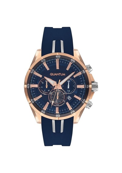 Quartz Silikon Lacivert 46 Mm Erkek Kol Saati Gold
