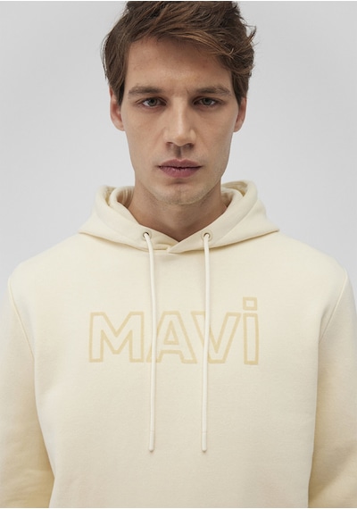 Mavi - Mavi Logo Baskılı Bej Sweatshirt 0610941-70055 Beyaz