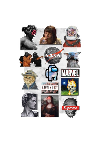 Aesthetic Temalı Laptop Notebook Tablet Sticker Seti 14 Adet Diğer