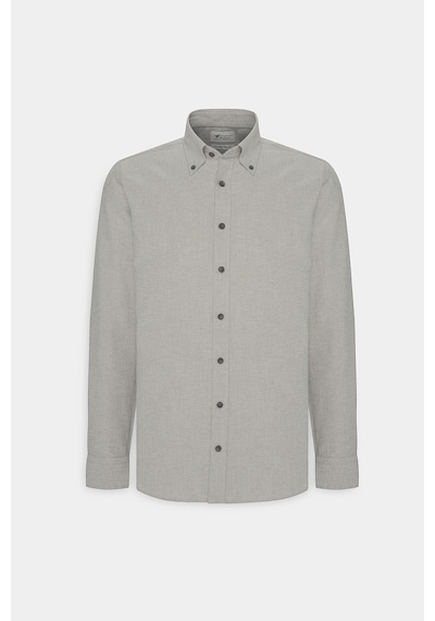 Erkek Hakı Slim Fit Dar Kesim Düğmeli Yaka Pamuklu Oxford Gömlek Haki