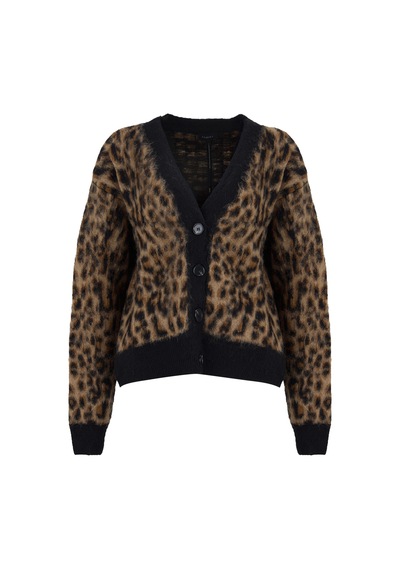 Fabrika Çok Renkli Kadın V Yaka Loose Fit Leopar Hırka F6wl-hrk0118