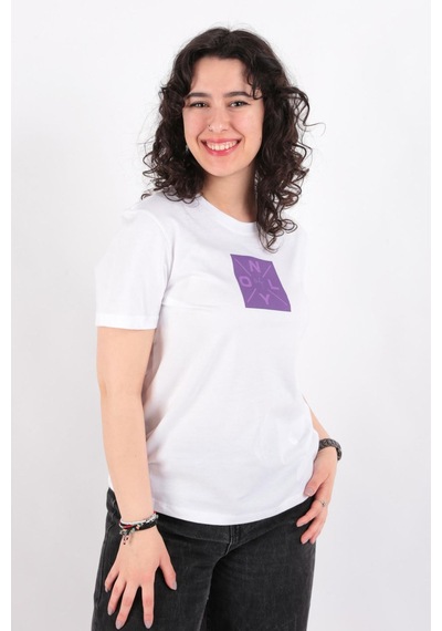 Only Beyaz Onllotta Tee Baskılı Kadın T-shirt - 15339251 001