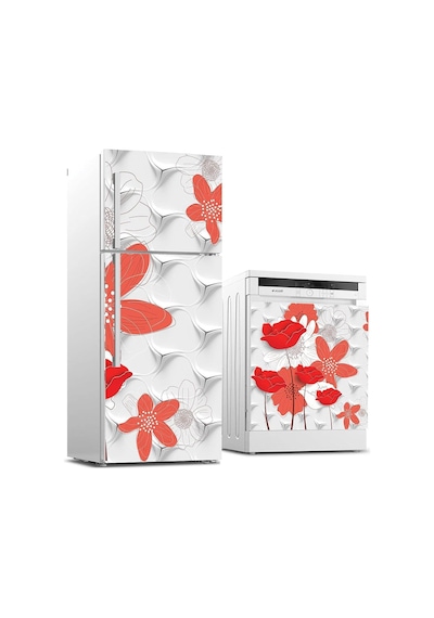 Buzdolabı Ve Bulaşık Makinası Beyaz Eşya Sticker Kaplama 3d Dekor Çiçek Diğer