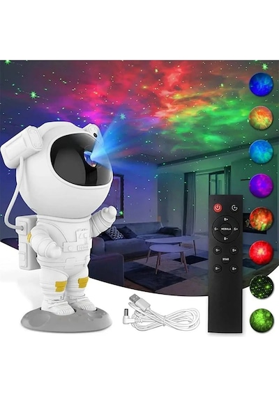 Barotti Dmr-8537 Astronot Galaksi Projeksiyon Gece Lambası - Kumandalı Beyaz