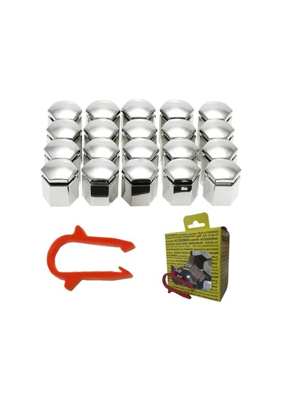 M17 Bijon Kapağı Seti Kısa 17x26mm Krom Universal 13160976 6006065 1z0601173 20 Adet + Sökme Aparatı