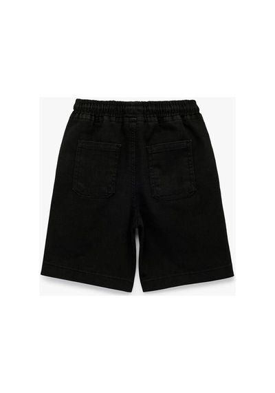 Koton Erkek Çocuk Beli Bağcıklı Cep Detaylı Slim Fit Denim Şort Siyah