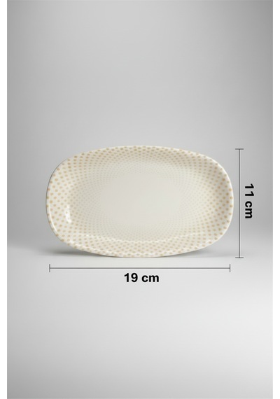 12'li Valencia Oval Kayık Tabak 19cm Dijital Punto Rinart Krem