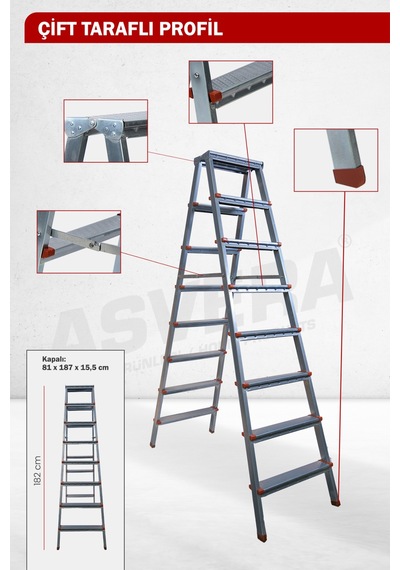 Asvera 8+8 Çift Çıkışlı Profil Merdiven