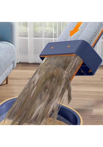 Evefix Yeniden Kullanılabilir Tekerlekli Kovalı Kendinden Sıkmalı Mikrofiber Islak Ve Kuru Zemin Temizleme Mop Seti