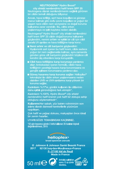 Neutrogena Hydro Boost Nemlendirici SPF 25 Hafif Krem 50 ML