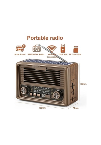 Solar Panelli Nostaljik Fm Radyo Speaker Bluetooth Sd Mp3 Çalar Hoparlör Speaker