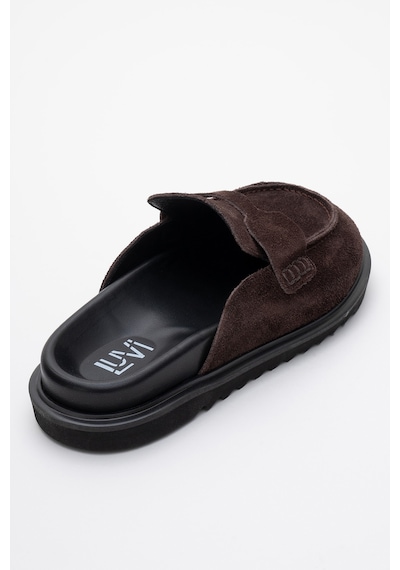 Luvishoes Brısa Kahverengi Süet Hakiki Deri Kadın Terlik Kahverengi