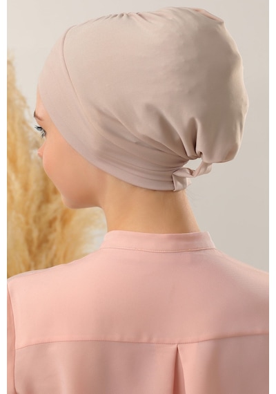 Melodi Scarf Kadın Üç Bantlı Çapraz Hazır Türban Dış Bone Taş Rengi Siyah