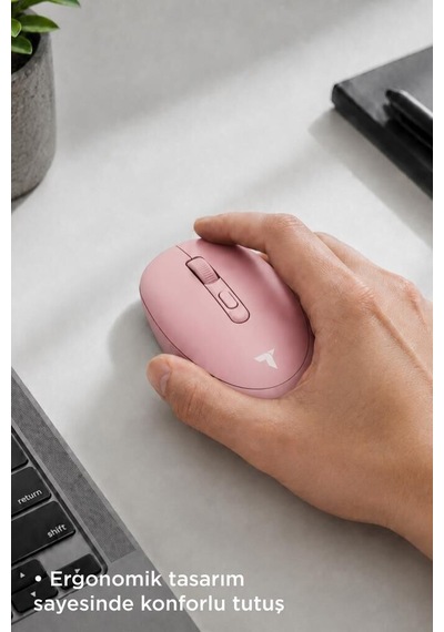 Teknoloji Tablet Faresi Çalışma Alanı Mouse Çift Modlu Sessiz Kablosuz Fare Tm17 Pembe