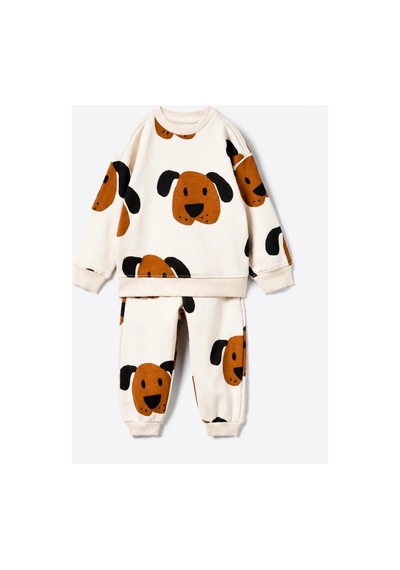 Luccokids Köpekli Cocuk Takım Beyaz Beyaz