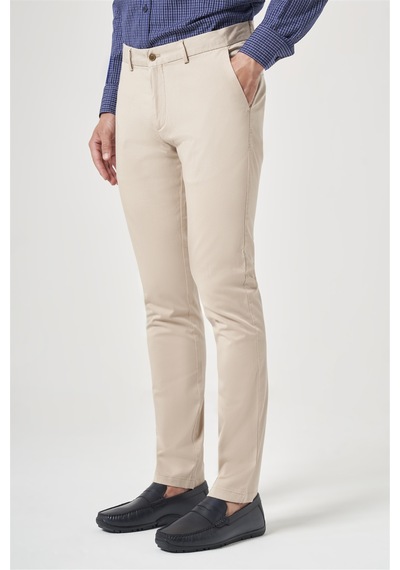 İmza Bej Yan Cep Slim Fit Casual Pamuklu Chino Pantolon 1003260178