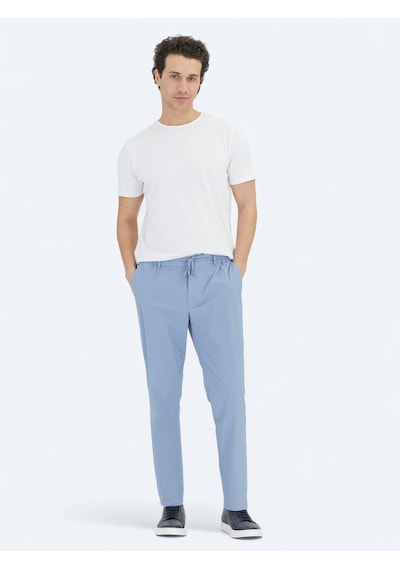 Kip Mavi Düz Dokuma Jogging Fit Casual Pantolon Mavi