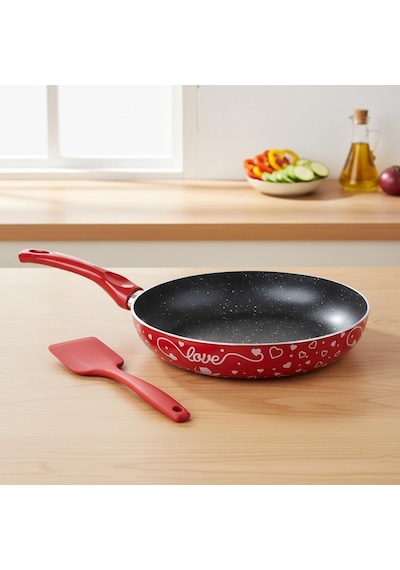 Lotus 26 Cm Sevgililer Günü Özel Seri Kırmızı Kırçıl Granit Efektli Yapışmaz Kızartma Tavası Belirtilmemiş