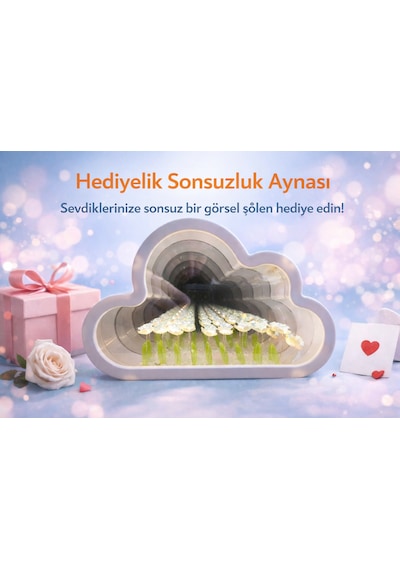 Sonsuzluk Bulut Tasarımlı Aynalı Gece Lambası Dekoratif Led Aydınlatma