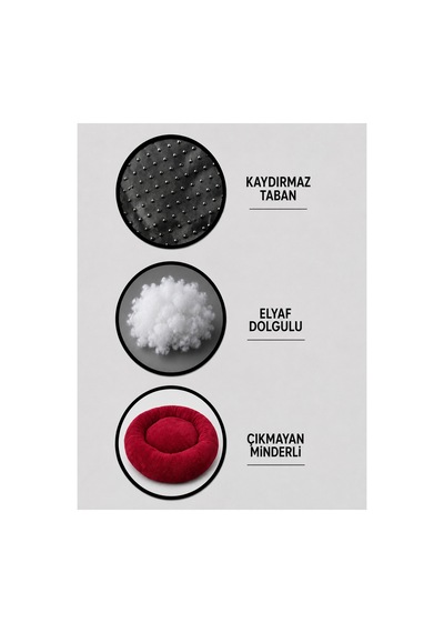 Peluş Ponçik Wellsoft Rahat Yumuşak Kaydırmaz Taban %100 Boncuk Elyaf Kedi Ve Köpek Yatağı Ve Minderi Kırmızı 1607675364