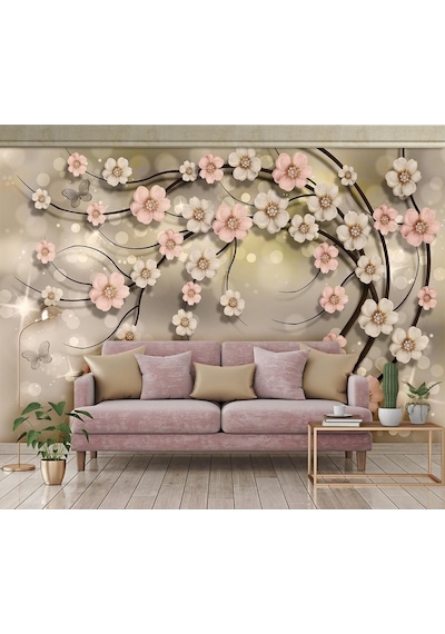 3D Çiçekler Duvar Kağıdı (397461879)
