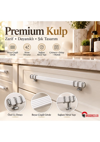 Haskan Kemer Kulp Krom/beyaz 128 Mm Krom - Beyaz