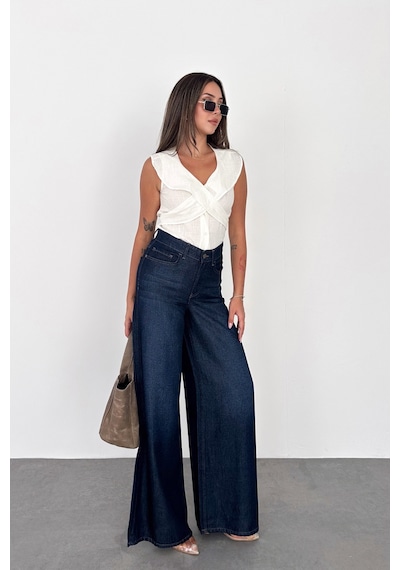HLT Jeans Koyu Mavi Kadın Extra Wide Leg Jean %100 Tencel Dökümlü Yüksek Bel Palazzo Kot Pantolon Angel-2054 HLT Jeans Koyu Mavi Kadın Extra Wide Leg Jean %100 Tencel Dökümlü Yüksek Bel Palazzo Kot Pantolon Angel-2054