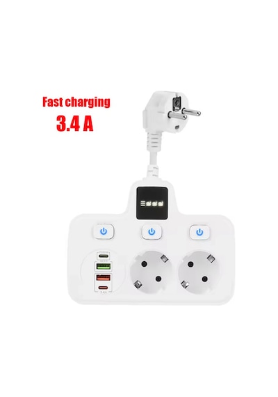 Vtn-503 Akım Korumalı Duvar Tipi Priz 2x Usb 2x Priz Typce 20w Diğer