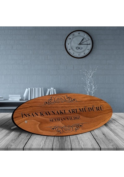 Kişiye Özel Mesleki İnsan Kaynakları Müdürü Ahşap Oval Masa İsiml N11.25482