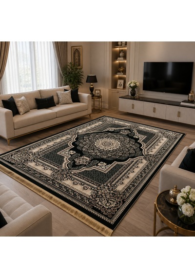 810-semerkant Salon Oturma Odası Halısı Lacivert