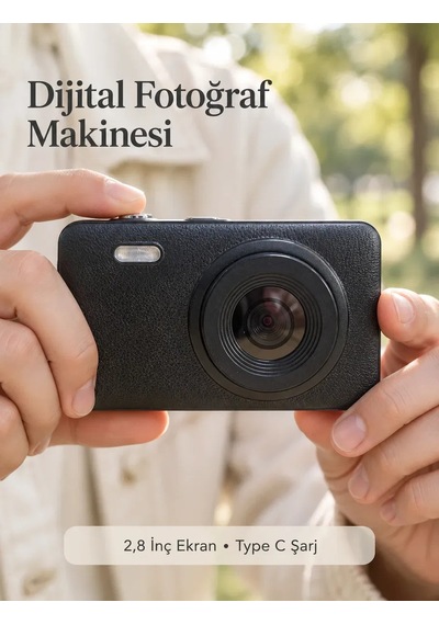 Günlük Ve Seyahat Kullanımına Uygun Ekranlı Siyah Fotoğraf Makinesi