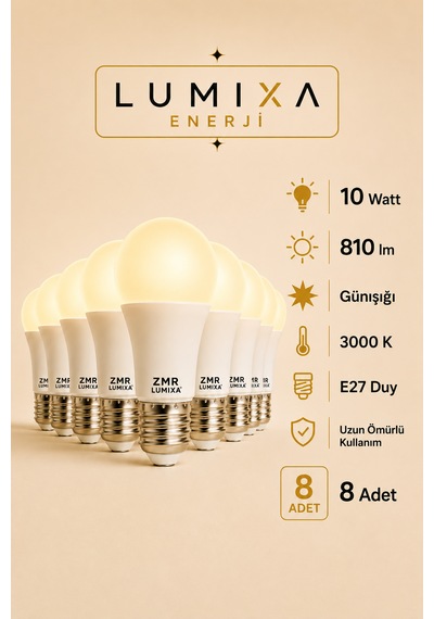 10 Watt 810 Lm Günışığı Renk Ampul 8 Adet