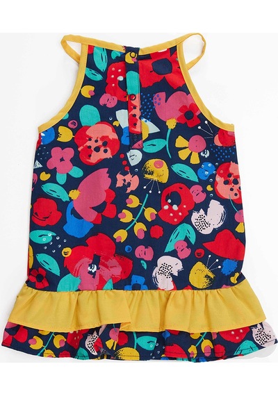Denokids Çiçekli Kız Bebek Poplin Elbise