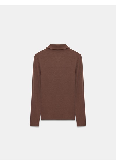 Dilvin 32671 Düğme Detaylı Polo Yaka Top-açık Kahve Açık Kahverengi