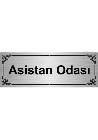 Asistan Odası 7x20cm Gümüş Renk Metal Yönlendirme Levhası