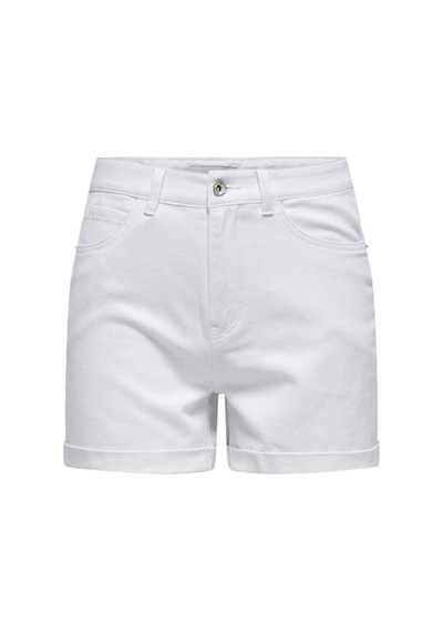 Only Onlvega % 100 Pamuk Regular Fit Yüksek Bel Mini Kot Short Kadın Short 15230571 Beyaz