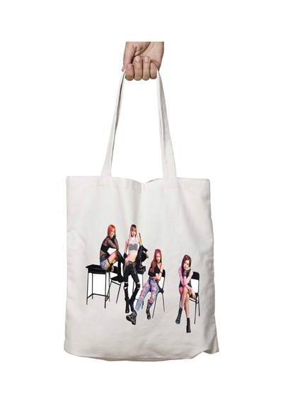 Art Hediye Black Pink Baskılı İki Taraf Kalıcı Yıkanabilir Okul Plaj Omuz Bez Çanta Çok Renkli