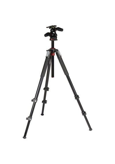Manfrotto Kiti Alüminyum 3 Yollu Başlı 3 Bölümlü Tripod, Profesyo