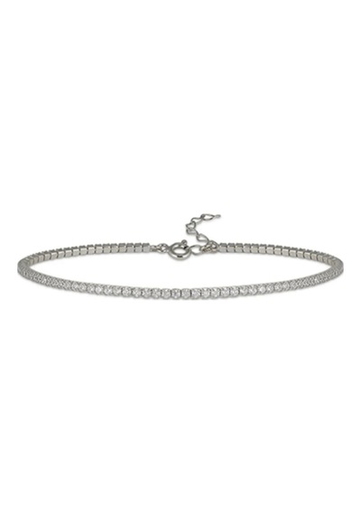 Gümüş Zirkon Taşlı Su Yolu Bileklik 2 Mm 18 Cm 5cm Uzatmalı