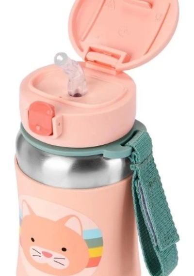 Skip Hop Zoo Pipetli Paslanmaz Çelik Suluk 350 Ml Kedi Çok Renkli