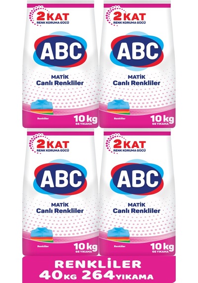 Abc Matik Toz Çamaşır Deterjanı 40Kg (4PK*10KG) Canlı Renkler