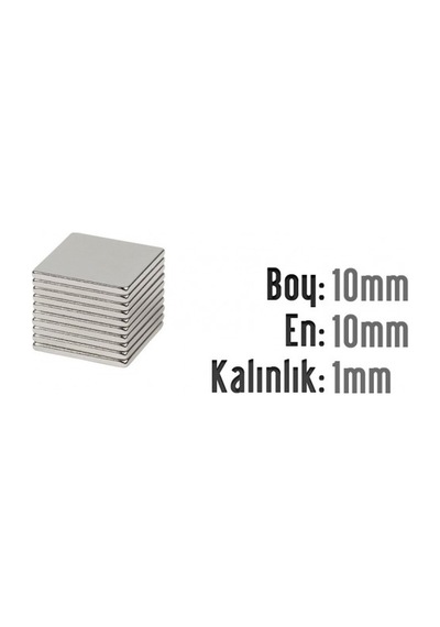 50 Adet 10X10X1 Süper Güçlü Kare Neodyum Mıknatıs Magnet N11.24502