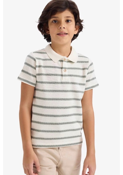 Defacto Erkek Çocuk Regular Fit Polo Yaka Çizgili Kısa Kollu Polo Tişört G6731a826smer105 Ekru-er105