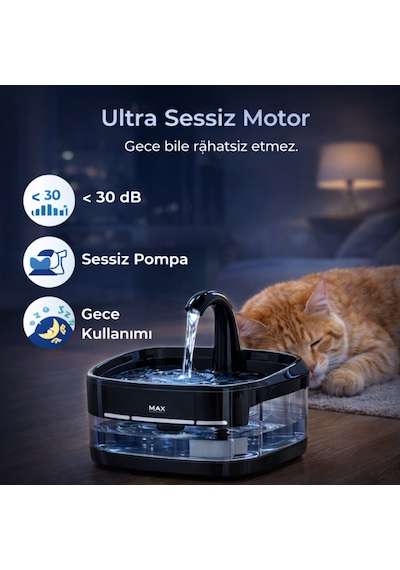 Polham Akıllı Otomatik Kedi Köpek Su Sebili 4.5l Sessiz Motorlu Sensörlü Pet Su Pınarı Karbon Filtreli Akıllı Su Kabı