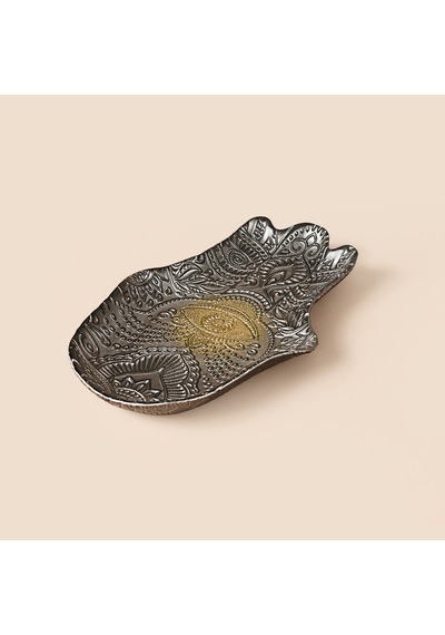 Deco Rabia Eli Dekoratif Tabak - Gri - 22x15 Cm