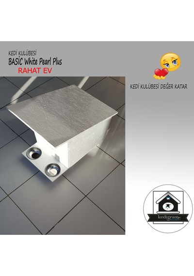 Kedigram Kedi Kulübesi Basic White Pearl Plus Kedi Evi Yağlı Boyalı