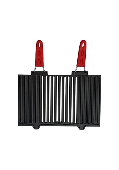 Döküm Mangal Izgarası, Çift Silikon Kulplu, 40 X 25 Cm 001 Siyah